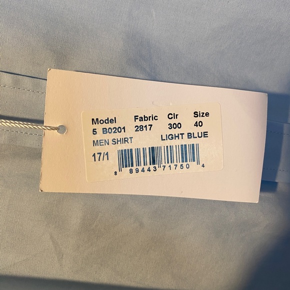 Moschino Men’s Embroidered Heart Button Down Shirt Size US15.5/EU40 Light Blue. - Picture 6 of 8